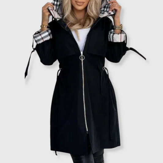 Grace | Women Zip Front Hooded Trench Coat