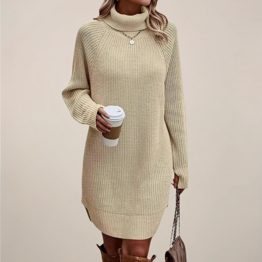 Holly | Women Turtleneck Long Sleeve Sweater Dress