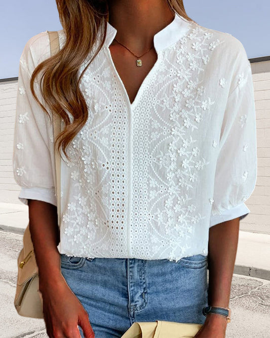 Julia | Women V Neck Puff Sleeve Blouse