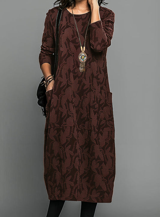 Eva | Women Elegant Printed Winter Maxi Dress