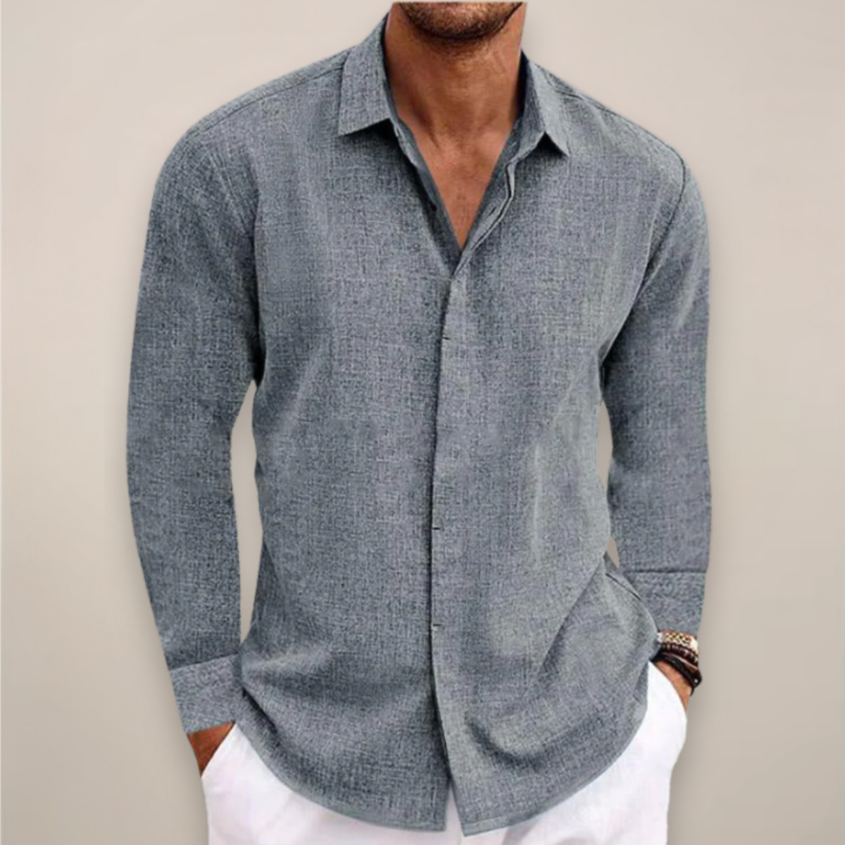 Daniel | Men’s Linen Long Sleeve Button-Up Shirt