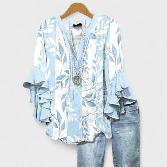 Georgia | Women Printed Ruffle Sleeve Blouse