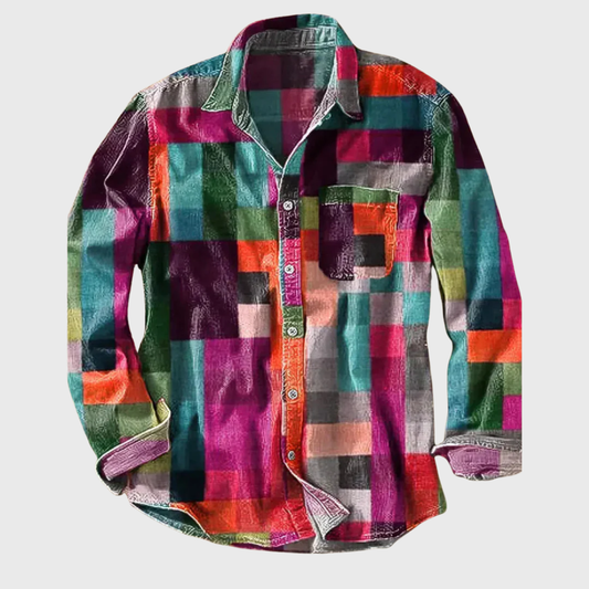 Chris | Men Vintage Patchwork Button Shirt