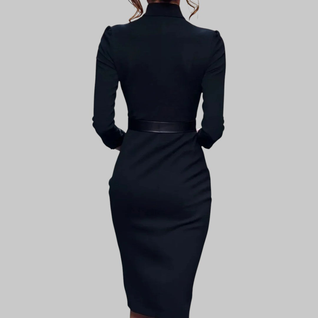 Taren | Women Refined Belted Sheath Midi Dress