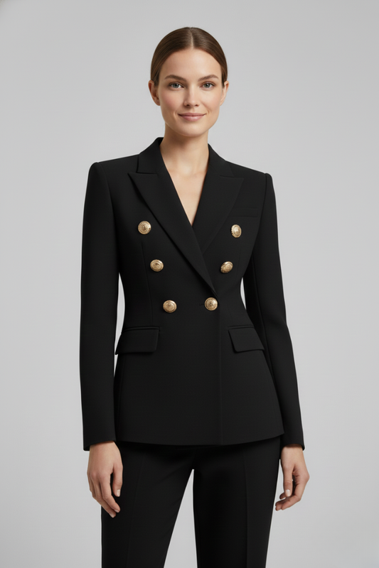 Stella | Women’s Double-Breasted Blazer with Gold-Tone Button Details