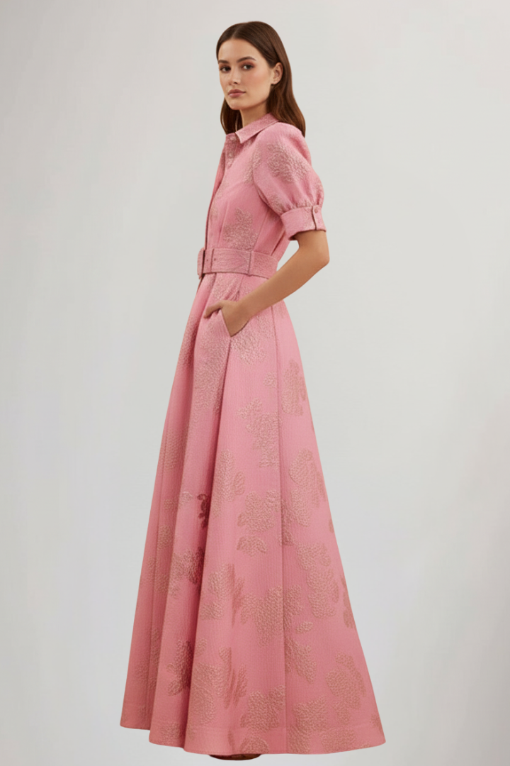 Sarah | Women’s Short Sleeve Belted Maxi Dress