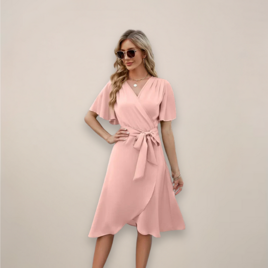 Julia | Women’s Midi Wrap Dress With Front Tie