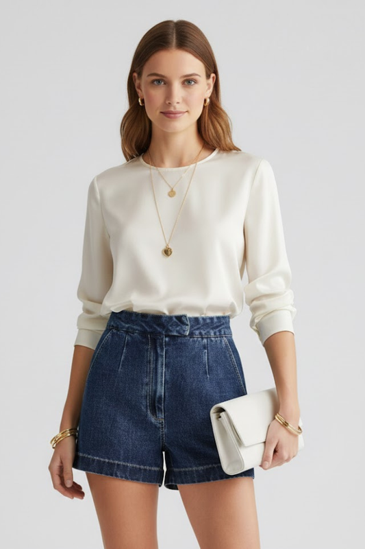 Hailey | Women’s High Waisted Shorts Rolled Hem