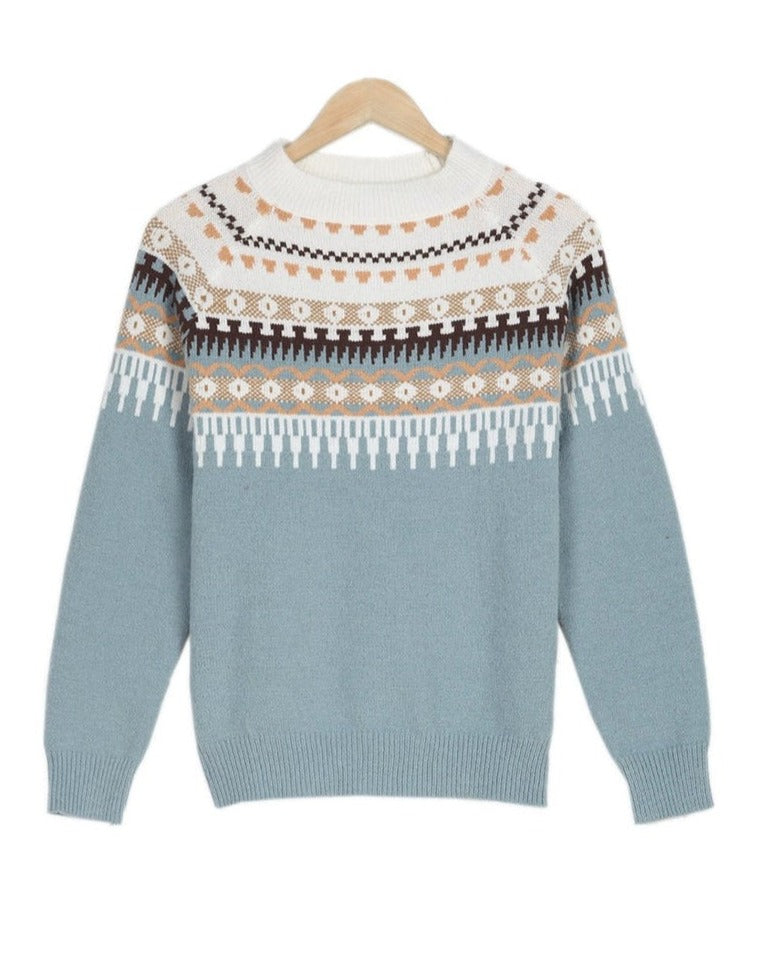 Ella | Women Spring Pattern Crewneck Sweater