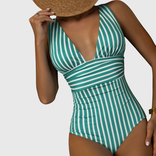 Blair | Women’s Striped V-Neck One-Piece Swimsuit