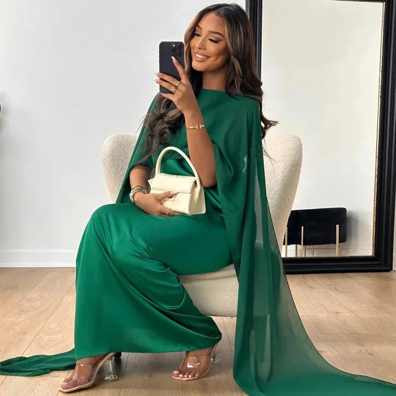 Isabella | Women Wedding Guest Cape Maxi Dress