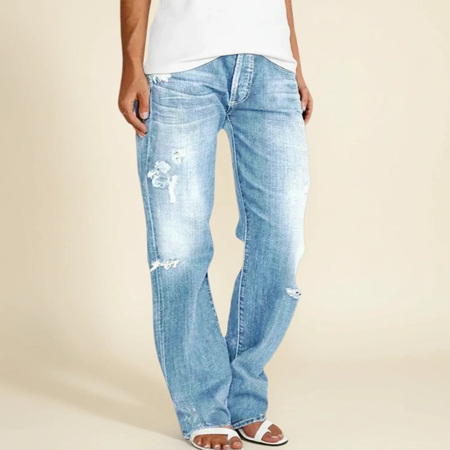 Riley | Women’s Ripped High Rise Straight Jeans