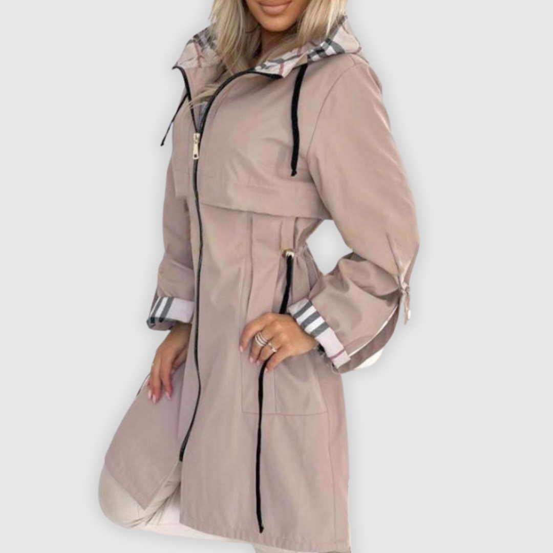 Grace | Women Zip Front Hooded Trench Coat