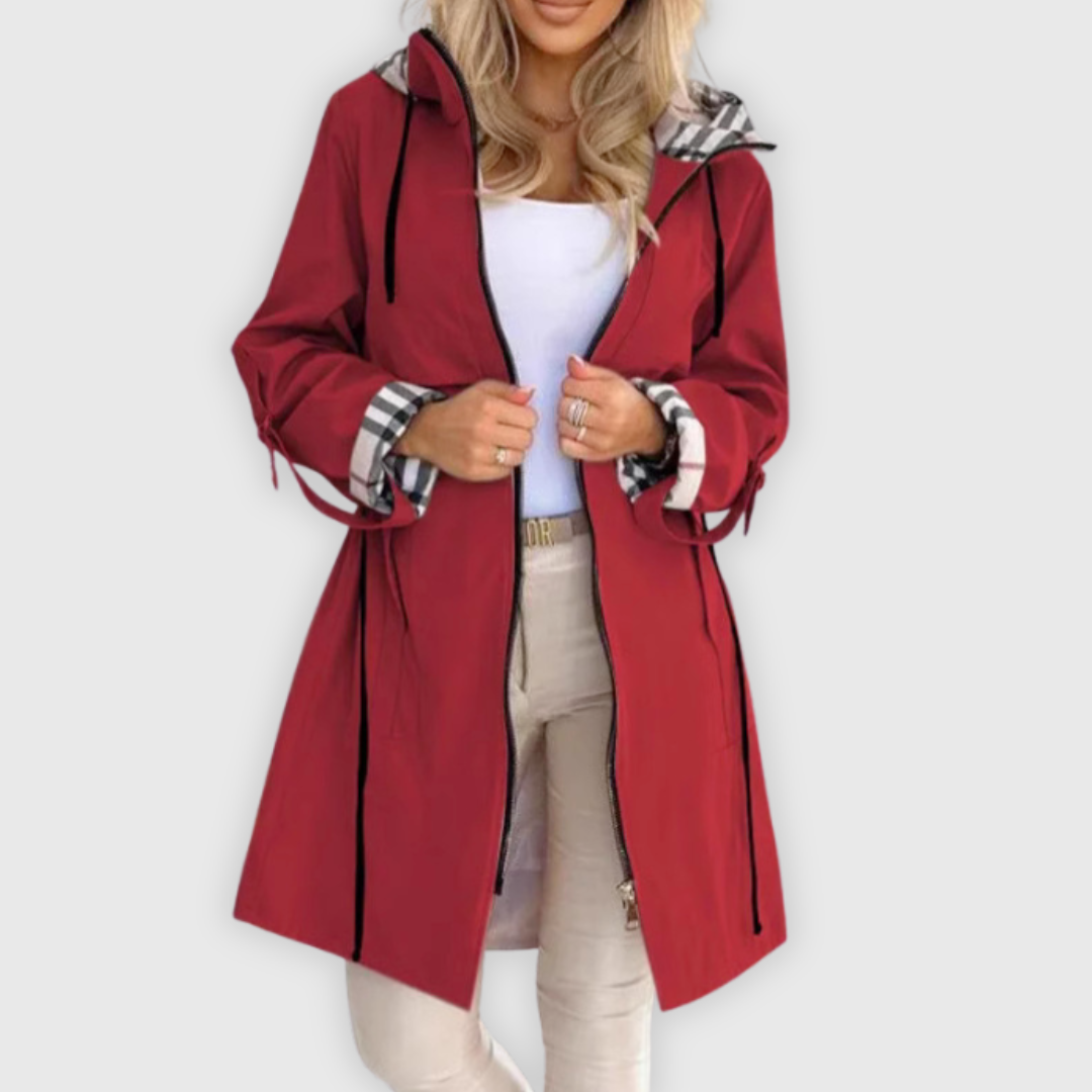 Grace | Women Zip Front Hooded Trench Coat