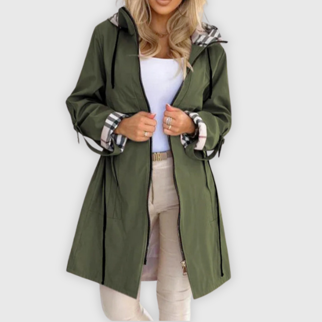 Grace | Women Zip Front Hooded Trench Coat