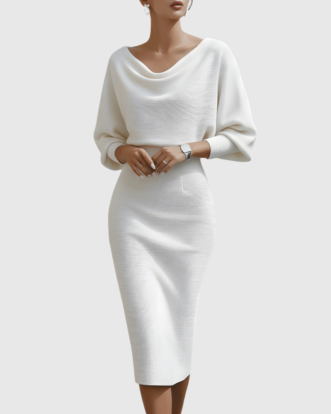 Laura | Women Winter Draped Batwing Midi Dress