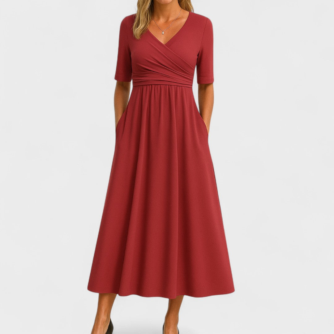 Florence | Women Elegant V-Neck Midi Dress