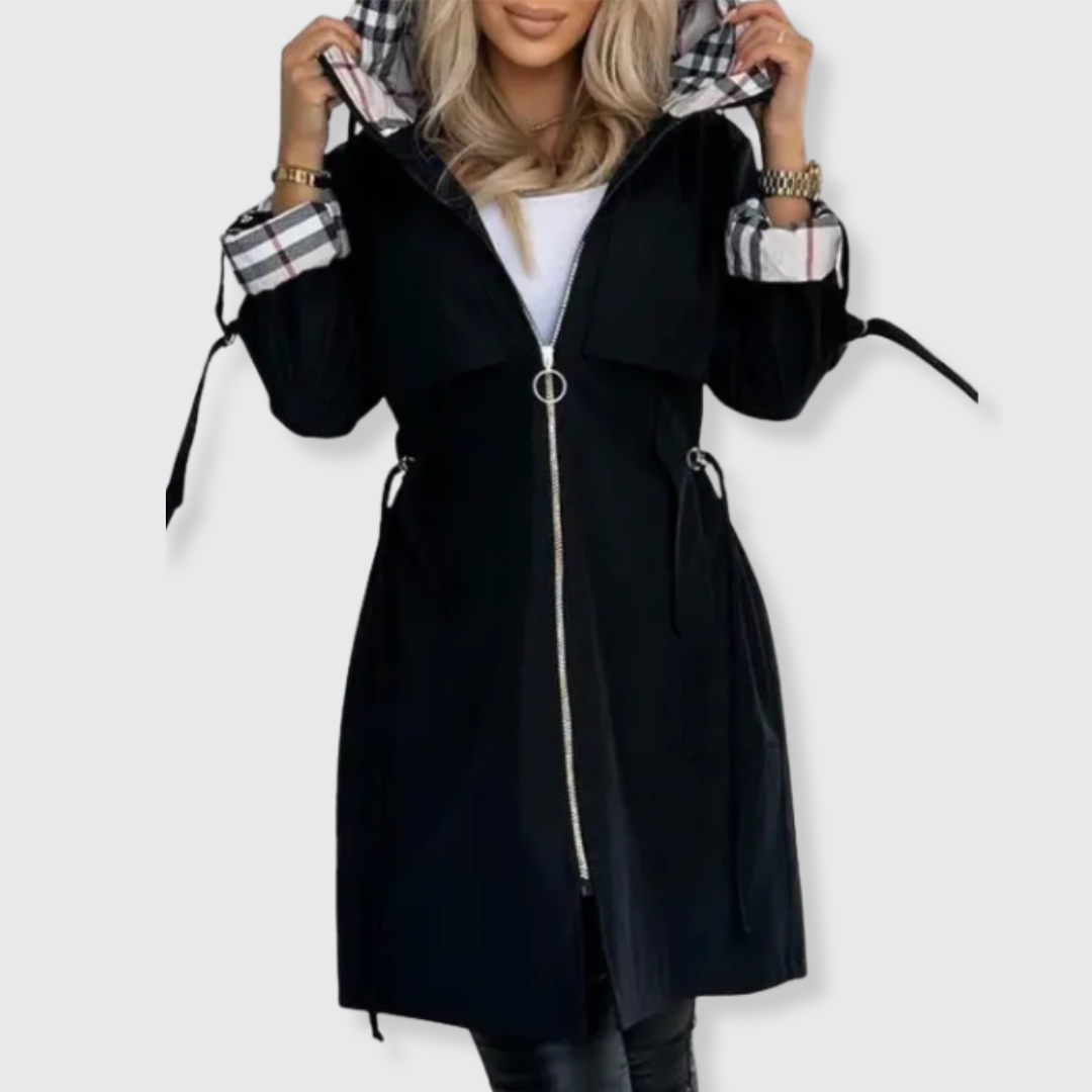 Grace | Women Zip Front Hooded Trench Coat
