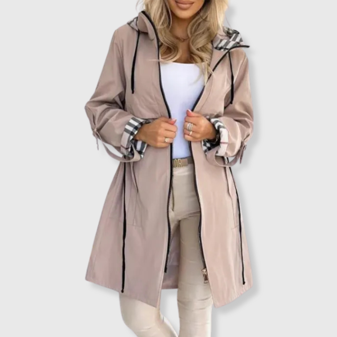 Grace | Women Zip Front Hooded Trench Coat