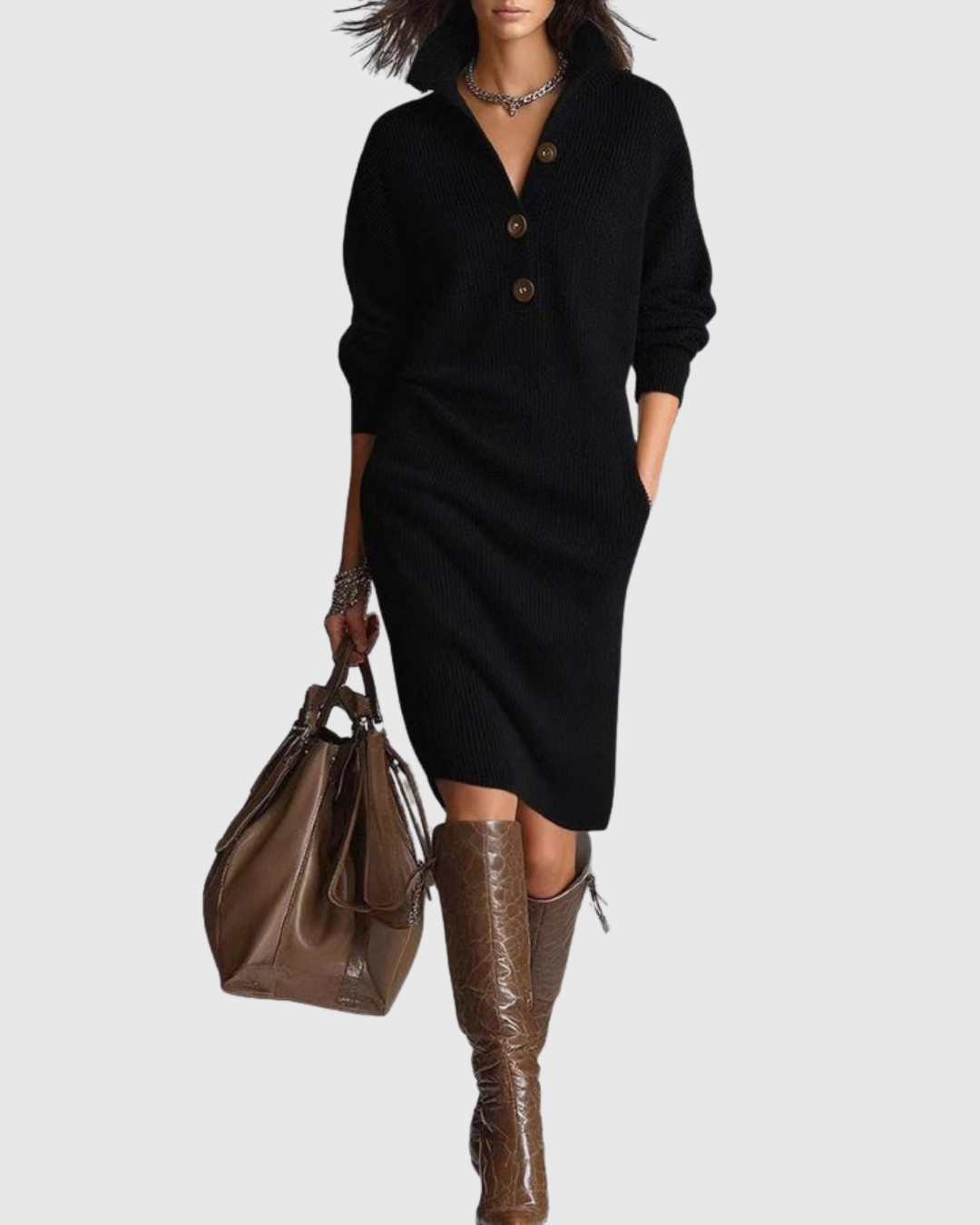 Beatrice | Women Pure Wool Winter Knit Midi Dress