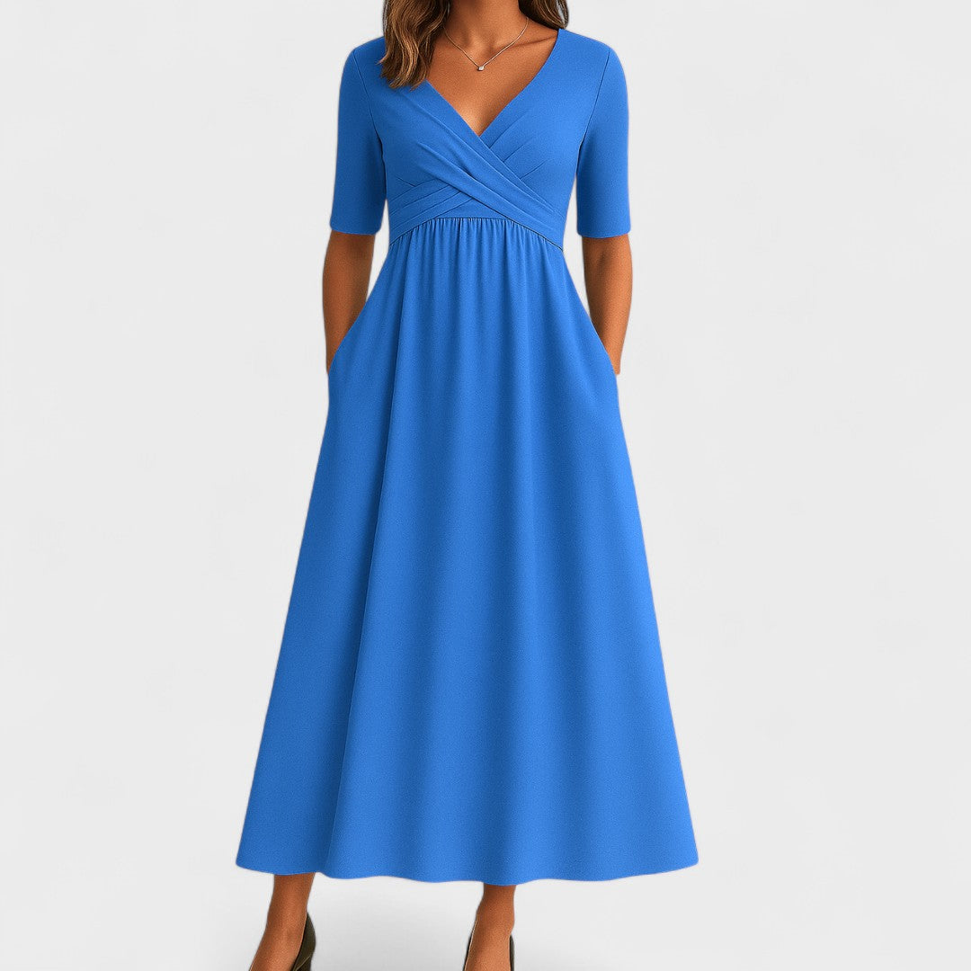 Florence | Women Elegant V-Neck Midi Dress