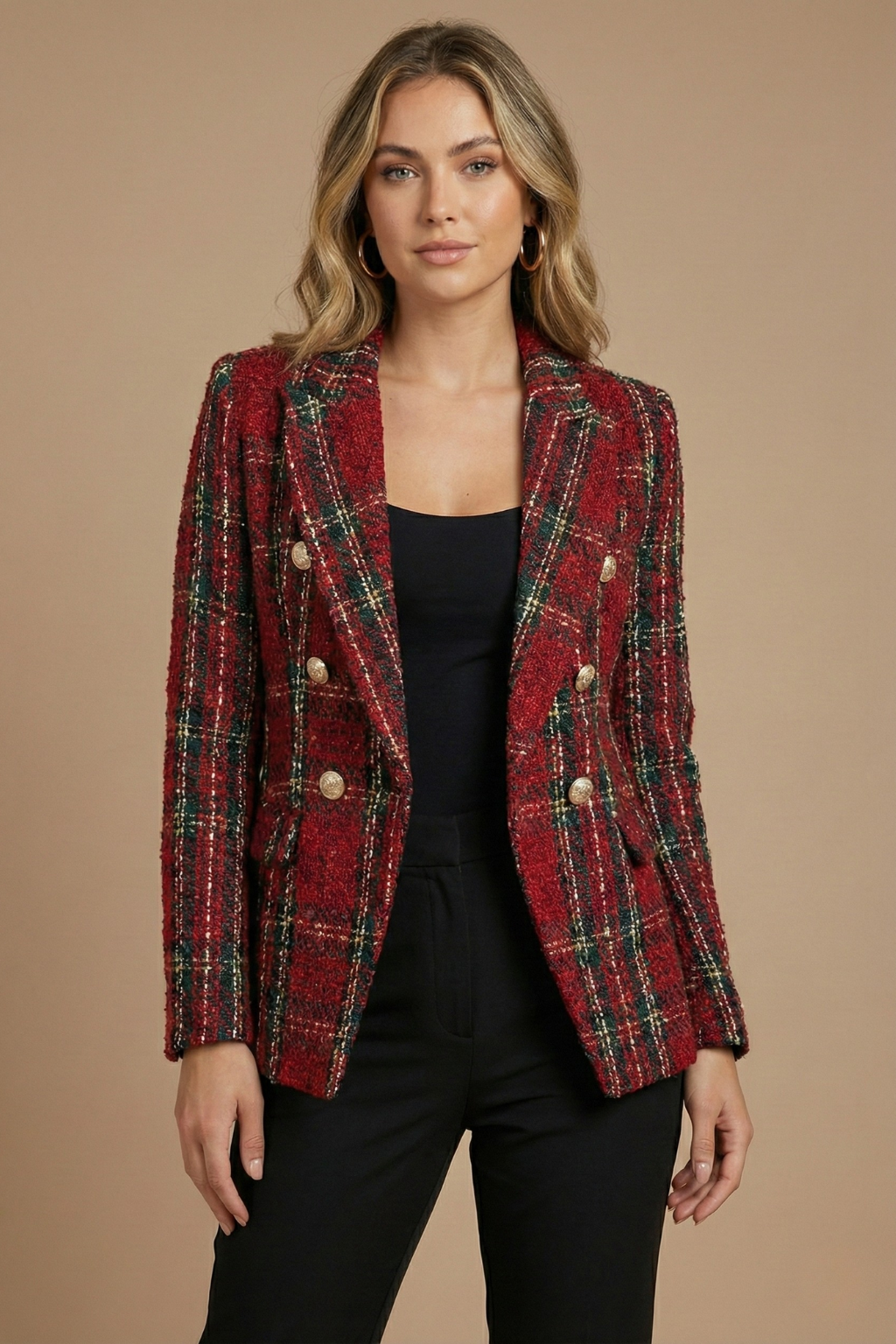 Esme | Women Check Double-Breasted Blazer