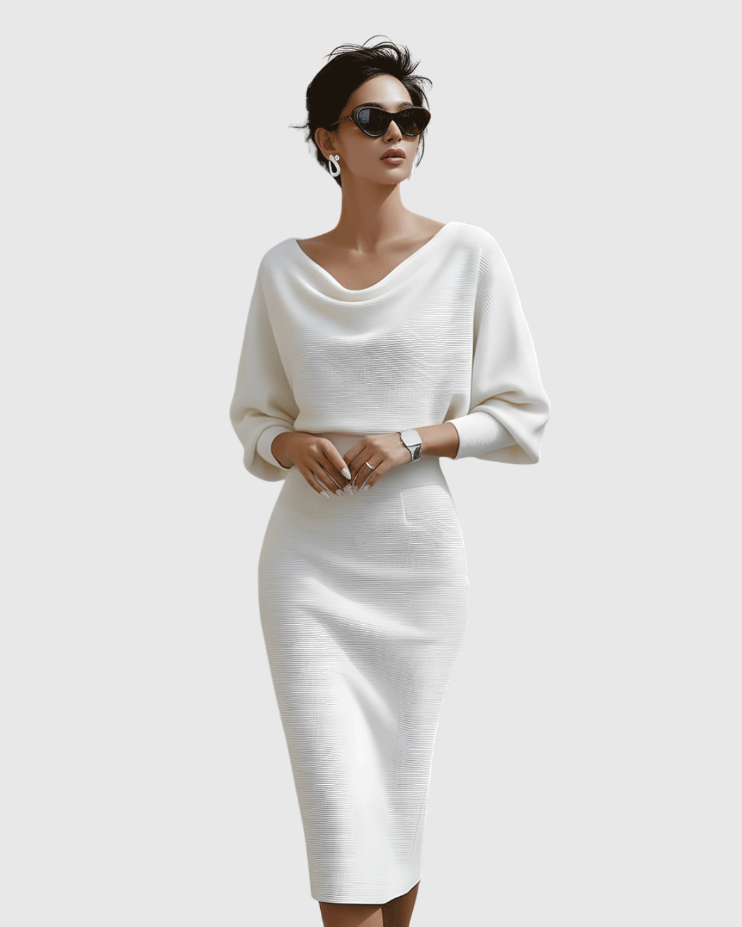 Laura | Women Winter Draped Batwing Midi Dress