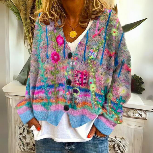 Mabel | Women Cozy And Colorful Knitted Button Cardigan