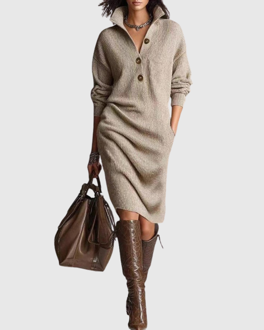 Beatrice | Women Pure Wool Winter Knit Midi Dress