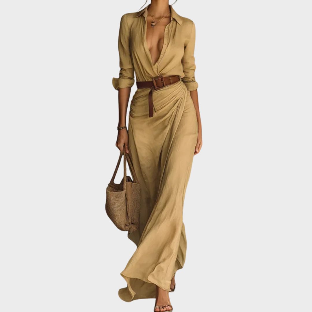 Julia | Women Lapel Wrap Style Maxi Dress
