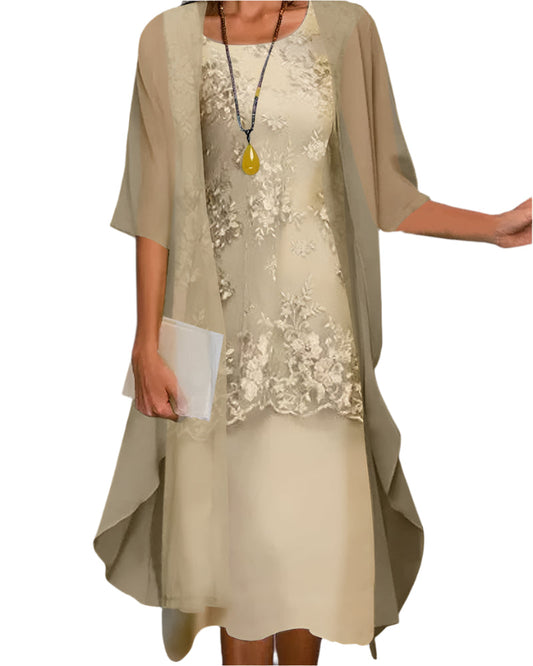 Audrey | Women Wedding Guest Dress Flowing Sheer Sleeve Midi Dress