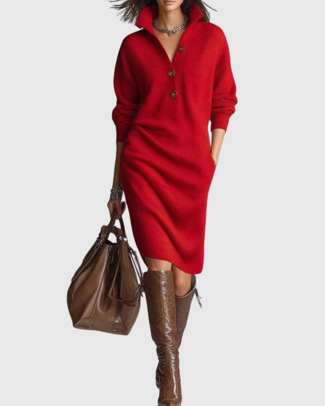 Beatrice | Women Pure Wool Winter Knit Midi Dress