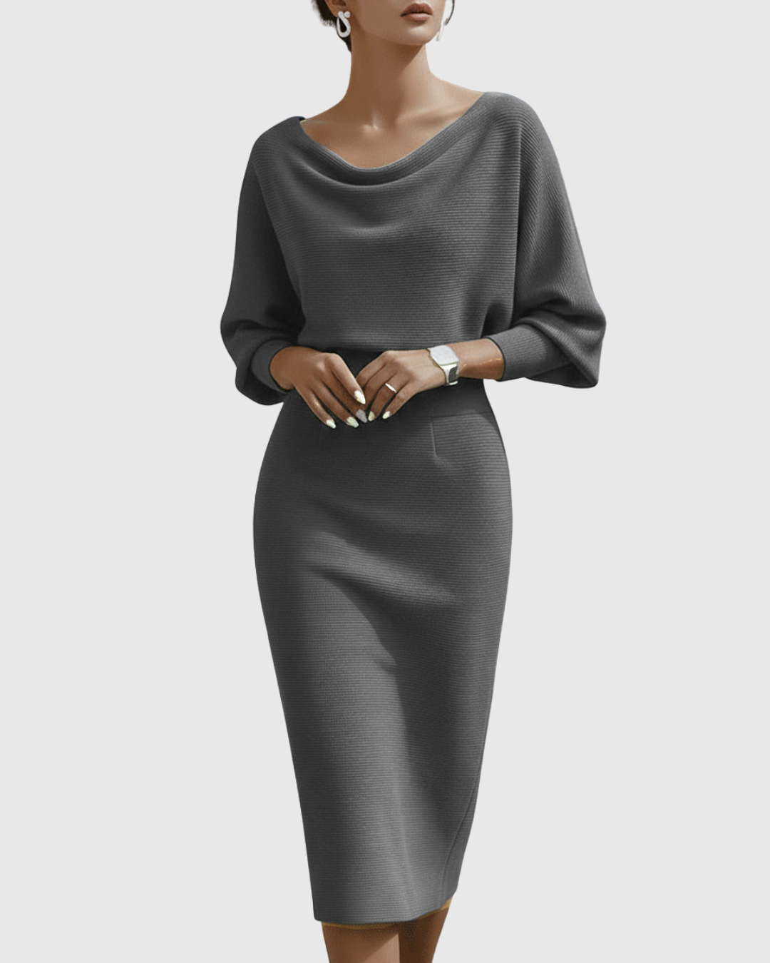 Laura | Women Winter Draped Batwing Midi Dress