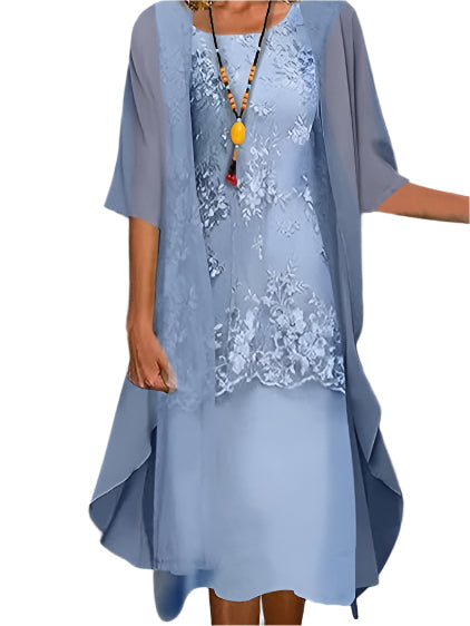 Audrey | Women Wedding Guest Dress Flowing Sheer Sleeve Midi Dress