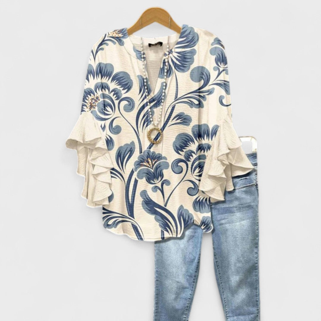 Georgia | Women Printed Ruffle Sleeve Blouse