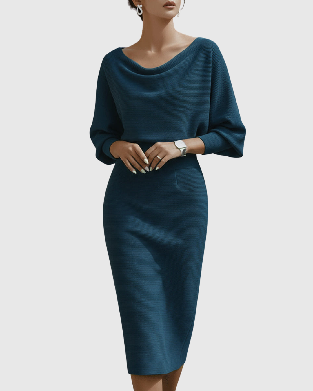 Laura | Women Winter Draped Batwing Midi Dress
