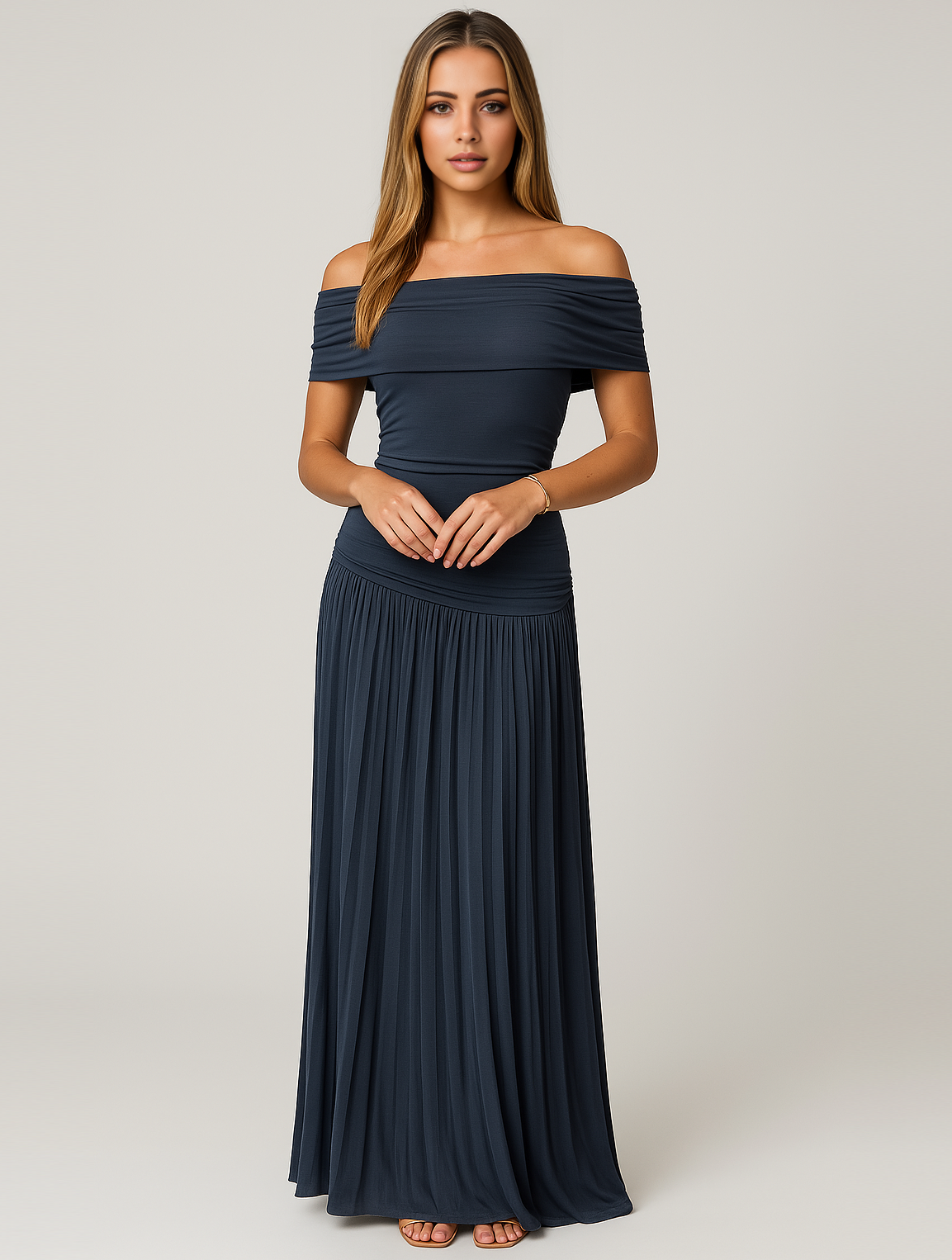 Jasmine | Women Wedding Guest Pleated Maxi Dress