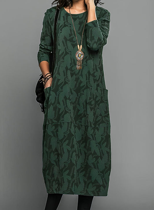 Eva | Women Elegant Printed Winter Maxi Dress