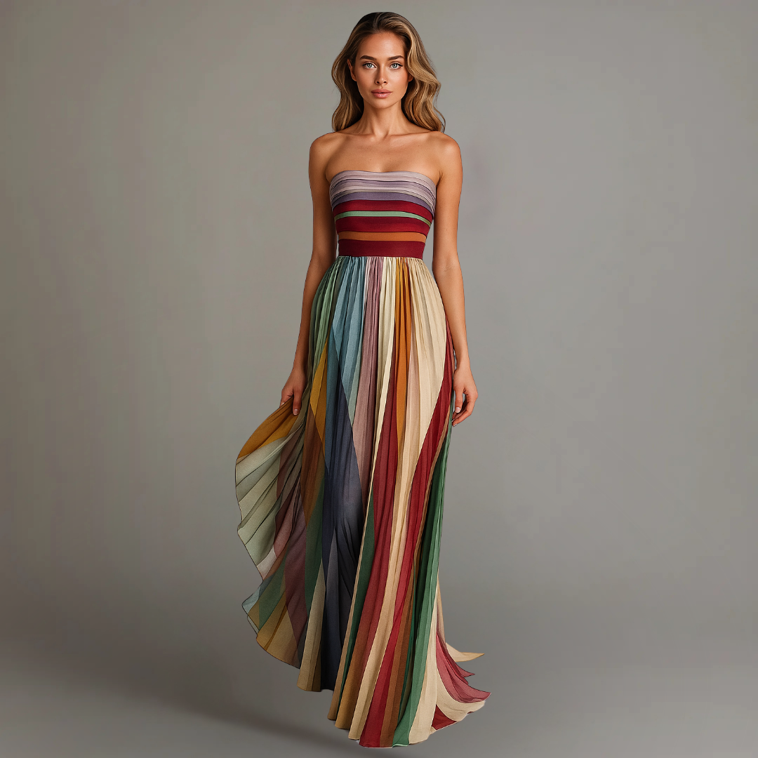 Jasmine | Women Chic Strapless Pleated Maxi Dress