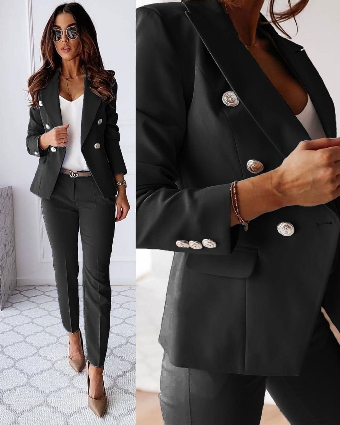 Freya | Women Refined Double-Breasted Suit Set