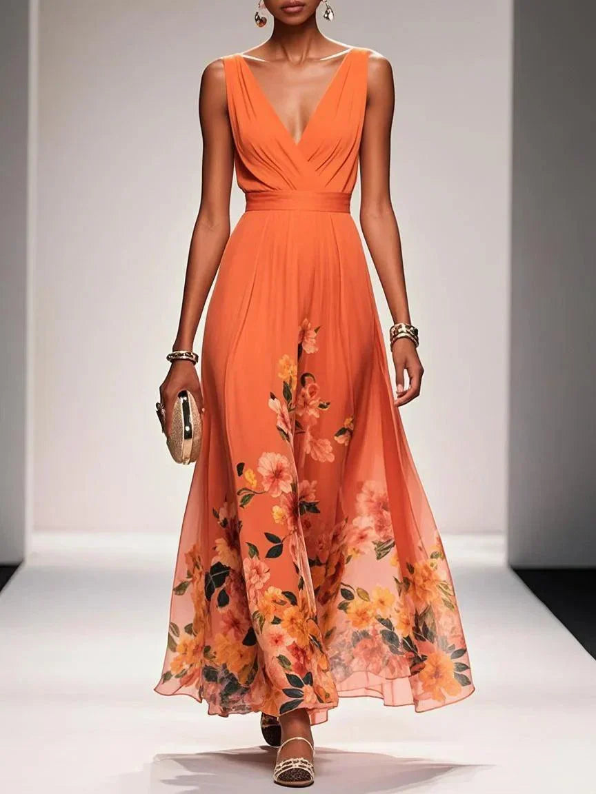 Brooklyn | Women Floral Chiffon Summer Maxi Dress
