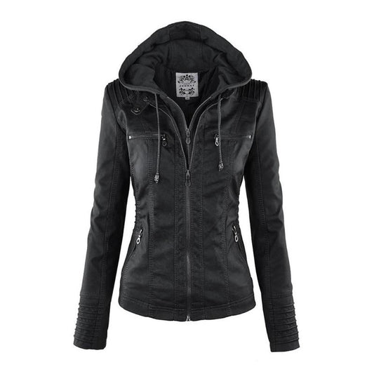 Jasmine | Women Winter Hooded Moto Jacket