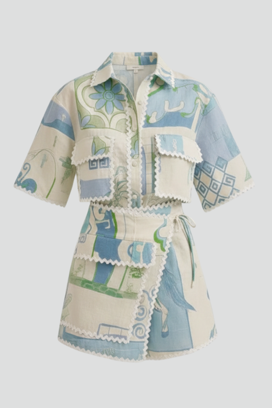 Lila | Women’s Patchwork Two Piece Set Shorts