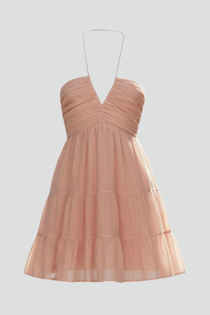 Rose | Women’s Halter Mini Dress with Tiered Skirt