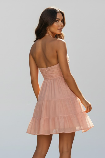 Rose | Women’s Halter Mini Dress with Tiered Skirt