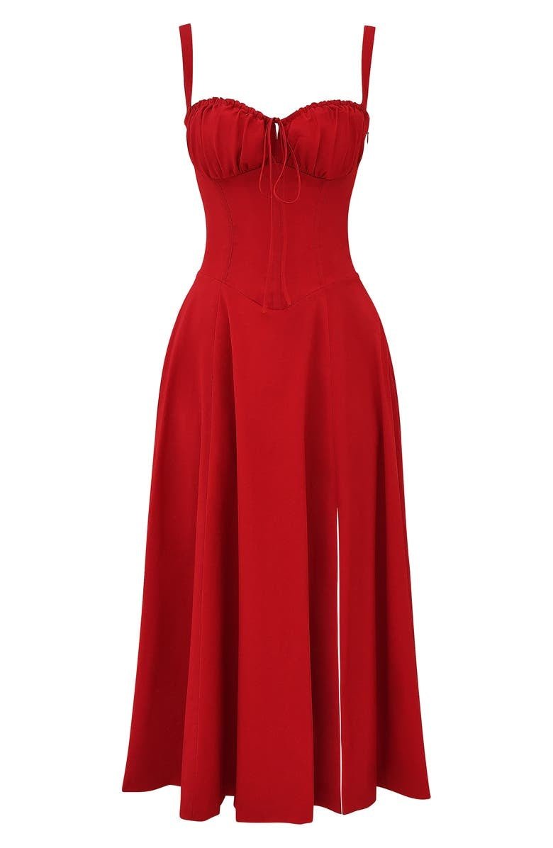 Isabelle | Women Tailored Waist and Flowing Skirt Midi Dress