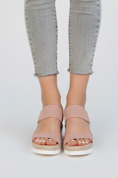 Women’s Sandals with Elastic Upper and Raised Sole