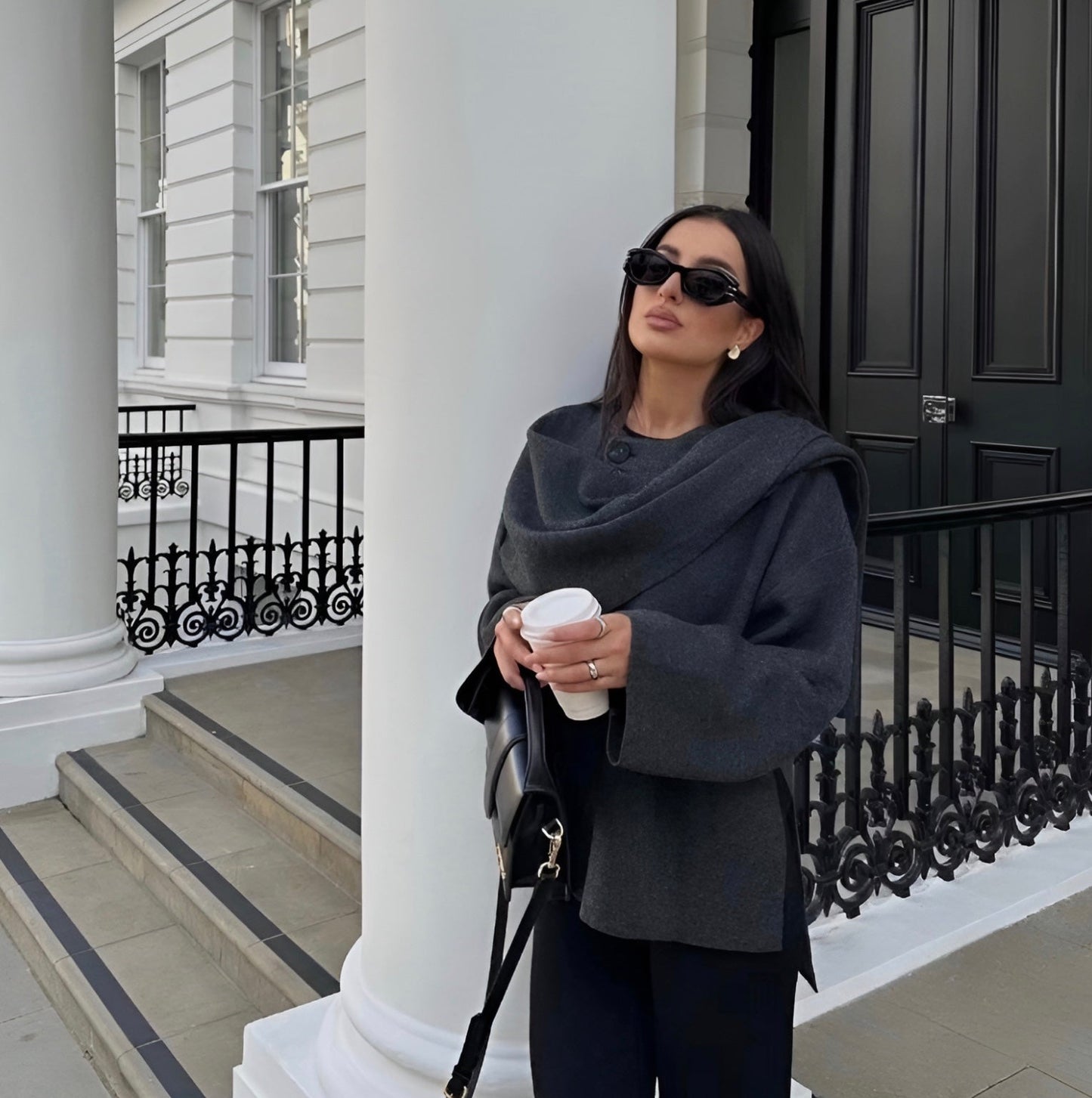 Anna | Women Elegant Draped Cape Coat