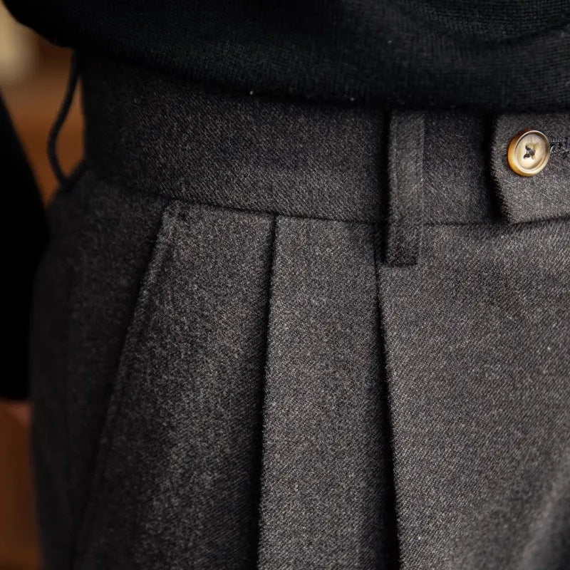 Ian | Men High Waisted Pleated Formal Trousers