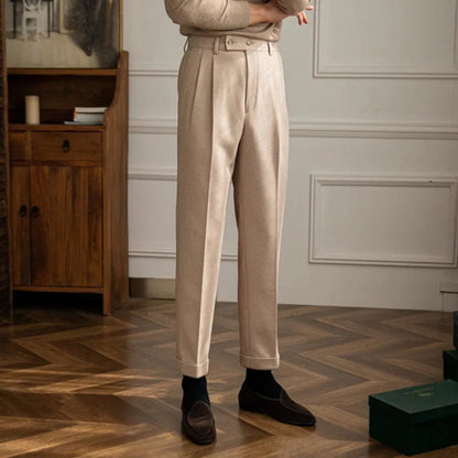 Ian | Men High Waisted Pleated Formal Trousers